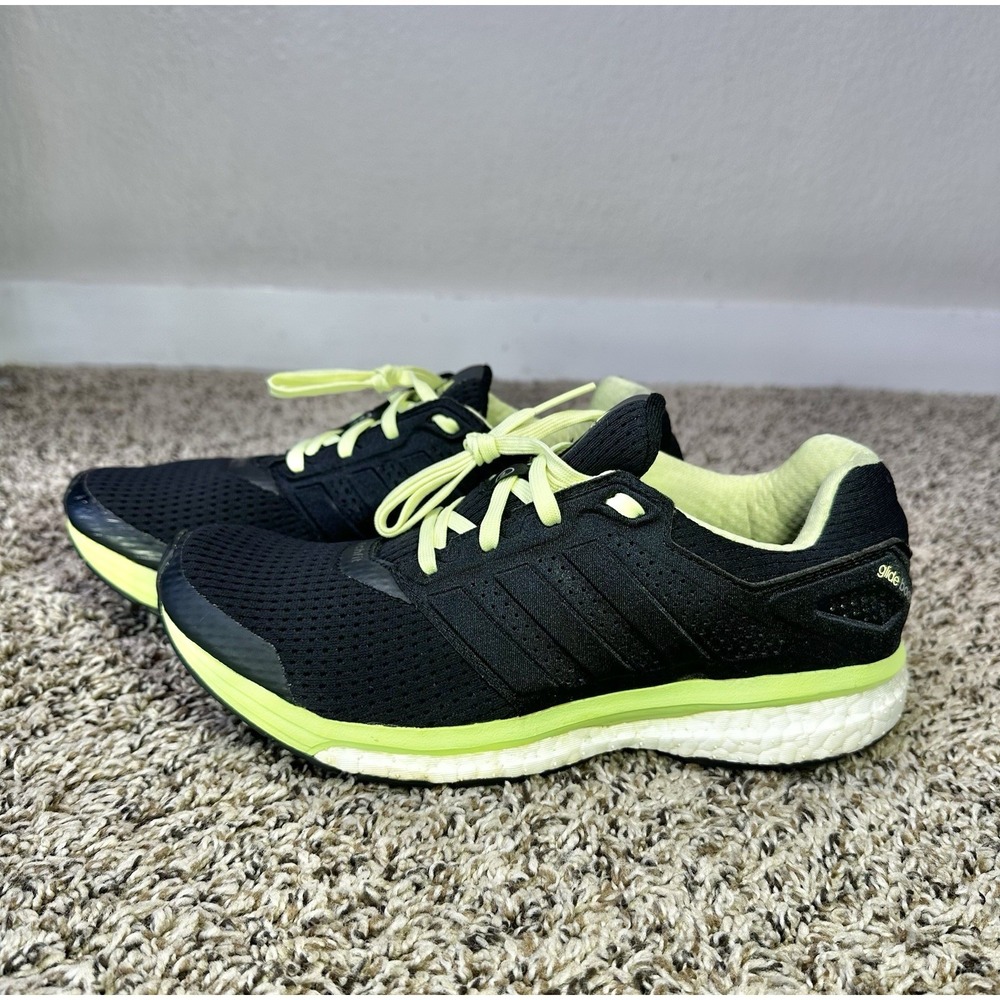 Adidas Supernova Glide Boost 7 Black Green Women Size 9 Running Athletic Shoes